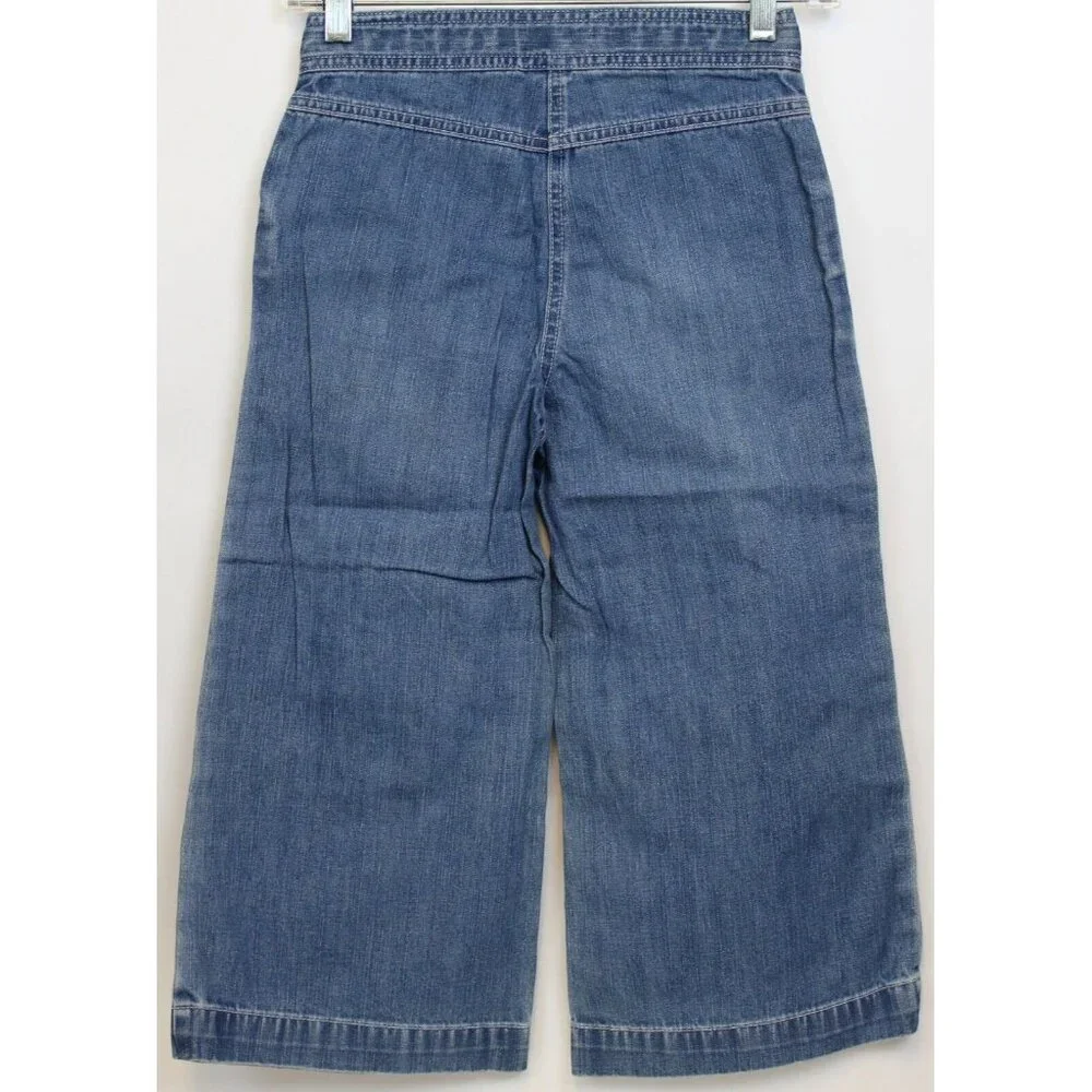 NEW 2006/05 Gymboree Prep Club Denim Jeans 10 Spring Tulip Flower Wide Leg Capri
